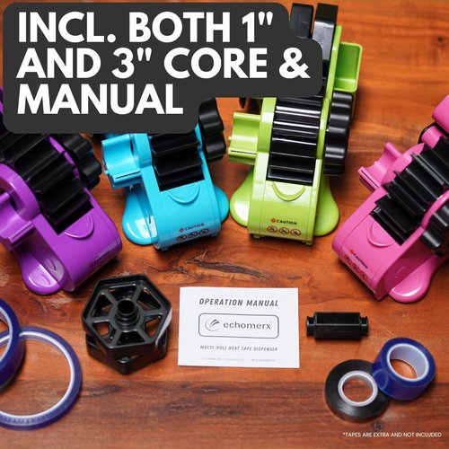 Echomerx Tape Dispenser - Multi-Roll Heat Resistant for Sublimation & Cricut | Fits 1" & 3" Tapes, Blue
