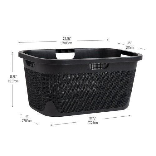 Mind Reader 40L Laundry Basket - Stylish Linen Design Clothes Hamper with Handles | Black