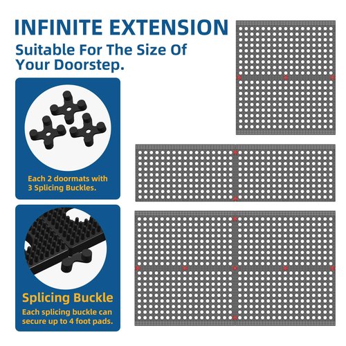 Mibao Front Door Mat Outside Entrance, Heavy Duty Welcome Rubber Doormat Waterproof, All Weather Dirt Trapper Non-Slip Drainage Doormat, Entry Mat for Garage Home Pool Commercial, 17" x 29.5", Black