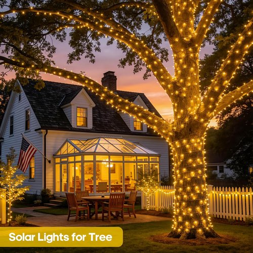 JMEXSUSS Solar String Lights - 400 LED Waterproof Outdoor Lights | 151FT Warm White with 8 Modes for Patio & Yard Decor