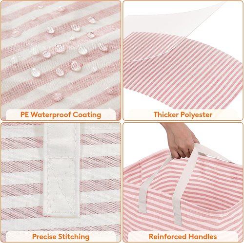 Lifewit Laundry Basket - 80L Collapsible Hamper with Reinforced Handles | Waterproof Design, Pink