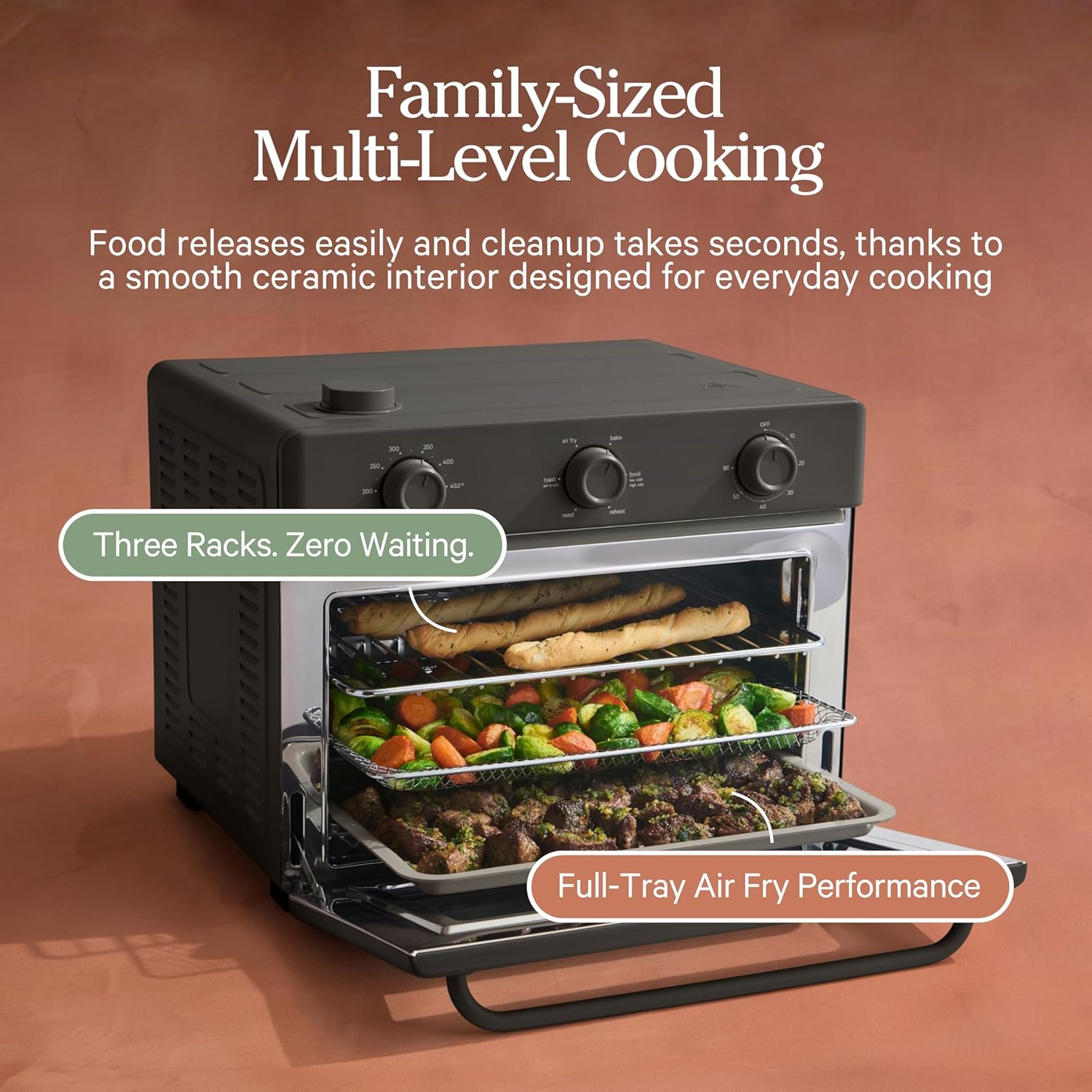 Our Place Large Wonder Oven - 6-in-1 Stainless Steel Air Fryer Toaster Oven Combo | 32 QT Capacity, Includes Basket, Rack & Tray