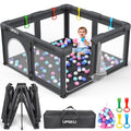 Skiennix Foldable Baby Playpen - Large Portable Play Yard for Toddlers | Indoor/Outdoor Use, 50"X50", Dark Grey