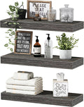 QEEIG Floating Shelves - Stylish Wall Storage for Bathroom, Bedroom & Kitchen - 16 Inch Set of 3, Grey