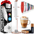 Zulay Kitchen Tornado Triple Whisk Milk Frother - Handheld Foam Maker for Coffee & Lattes - Gold Rose with 4 Duracell Batteries