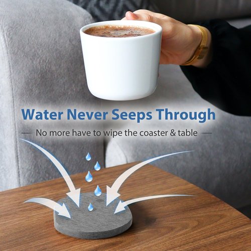Diatomaceous Earth Coasters Set of 6 for Drinks, Moisture Water Absorbent Stone Coasters for Table Desk at Work, Water Absorbing Instant Drying Diatomite, Modern Deep Grey