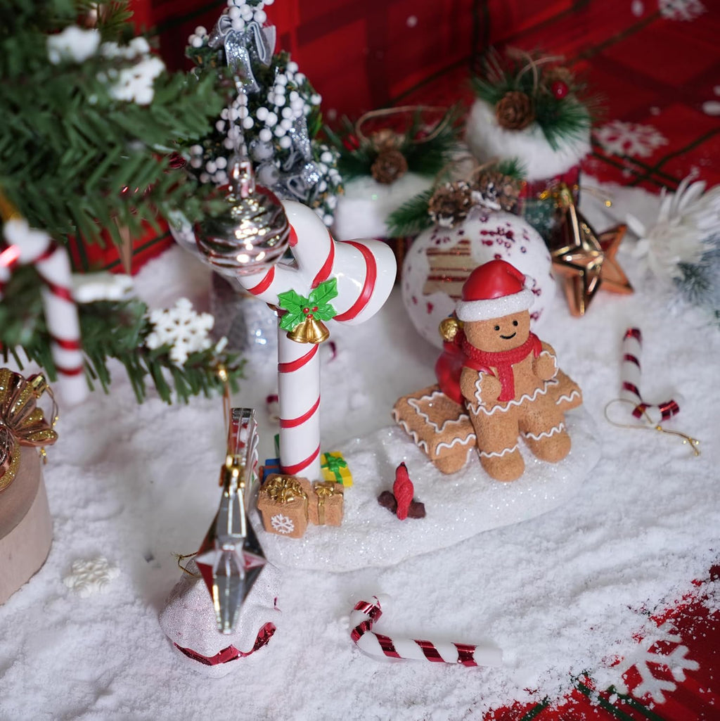 Skiennix Christmas Gingerbread Man Figurines - Cute Indoor Home Decor for Tabletop & Fireplace