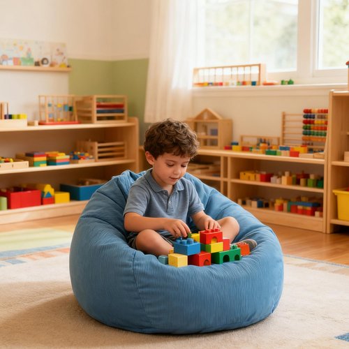 LPMOERA Bean Bag Chair Memory Foam Bean Bag Chairs for Kids/Teens with Filling Round Kids Bean Bag Chair for Living Room Bedroom College Dorm Reading Chair