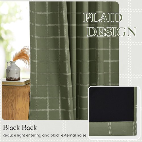 NICETOWN Blackout Curtains - 100% Thermal Insulated Room Darkening Drapes | Olive Green, 52" W x 84" L, 2 Panels