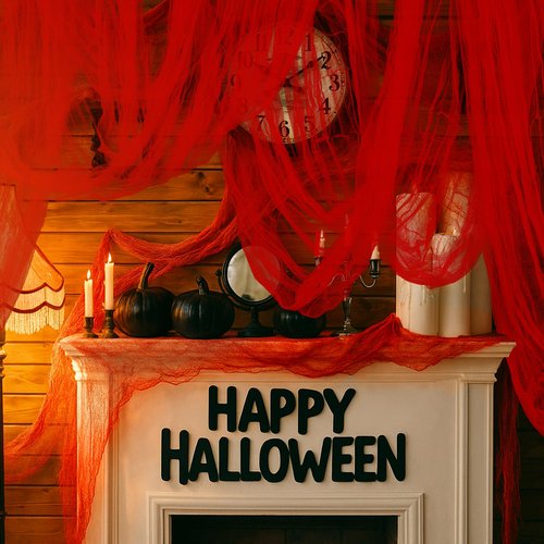 RunNico 197'' x 85'' Halloween Blood Red Scary Gauze, Bloody Haunted House Creepy Cloth, Spooky Fabric Hanging Decoration for Horror Themed Nightmare Party Wall Yard Doorway Porch Decor