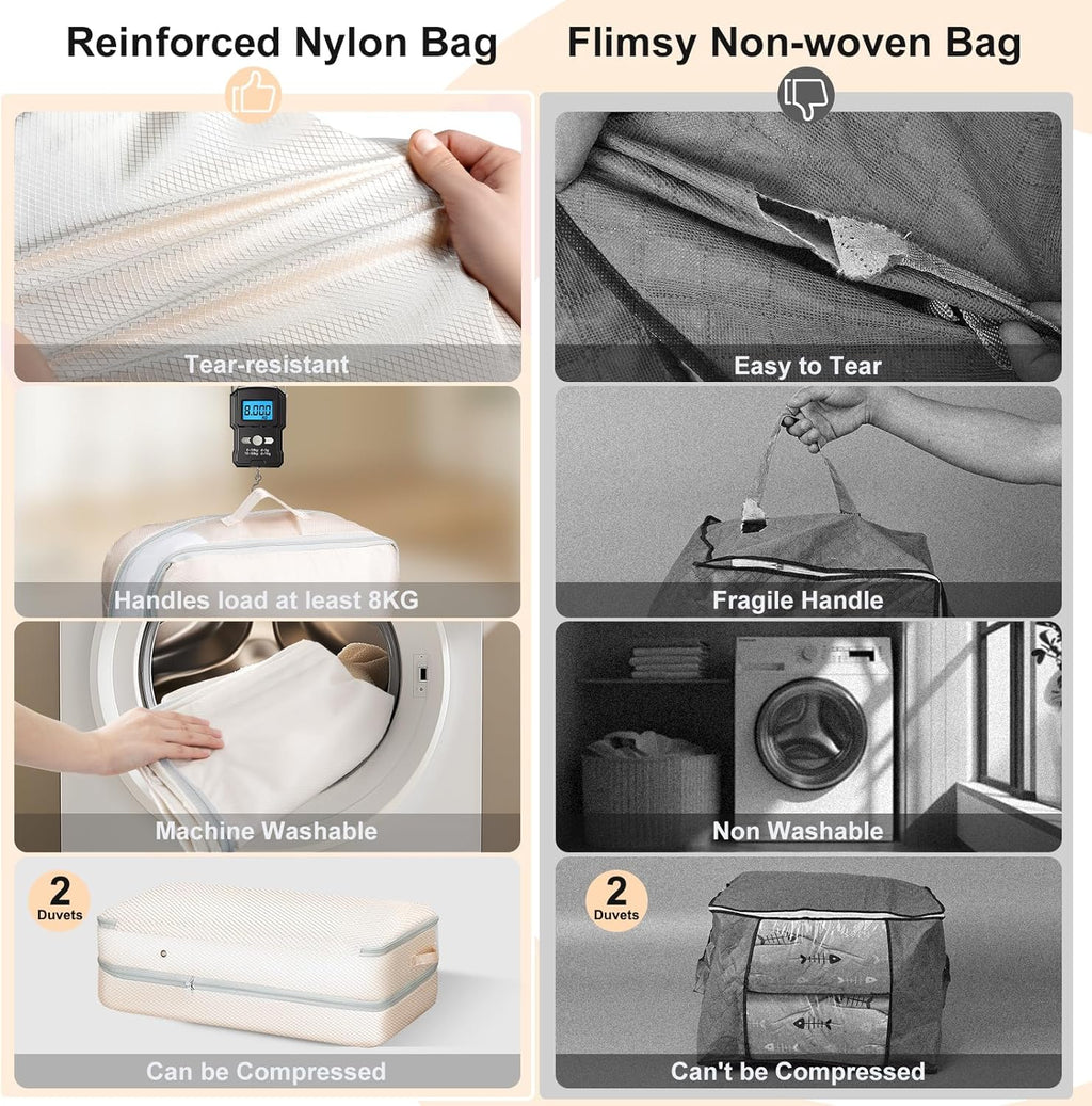 Comforter Storage Bag - Large Capacity Washable Compression Organizer | 2-Pack Beige