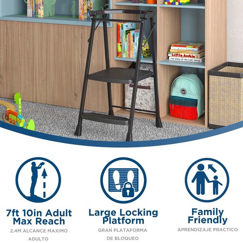 COSCO 2-Step Kitchen Stepper™ Adult Folding Step Stool, Kids Folding (Steel/Resin)