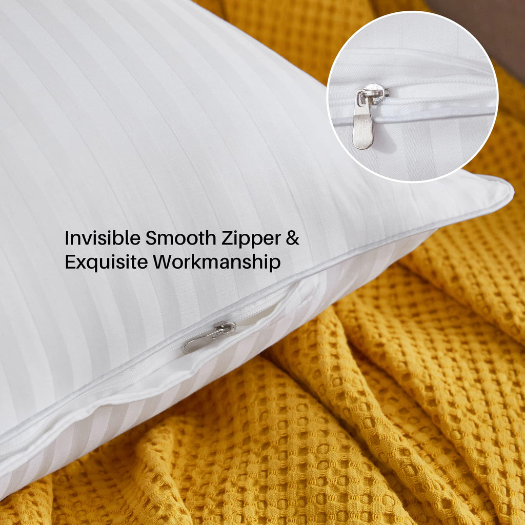 Oubonun 18 x 18 Throw Pillow Inserts, Firm and Fluffy Decorative Square Pillows for Couch Bed Sofa with Soft Cotton Cover White Cushion with Down Alternative Pack of 4