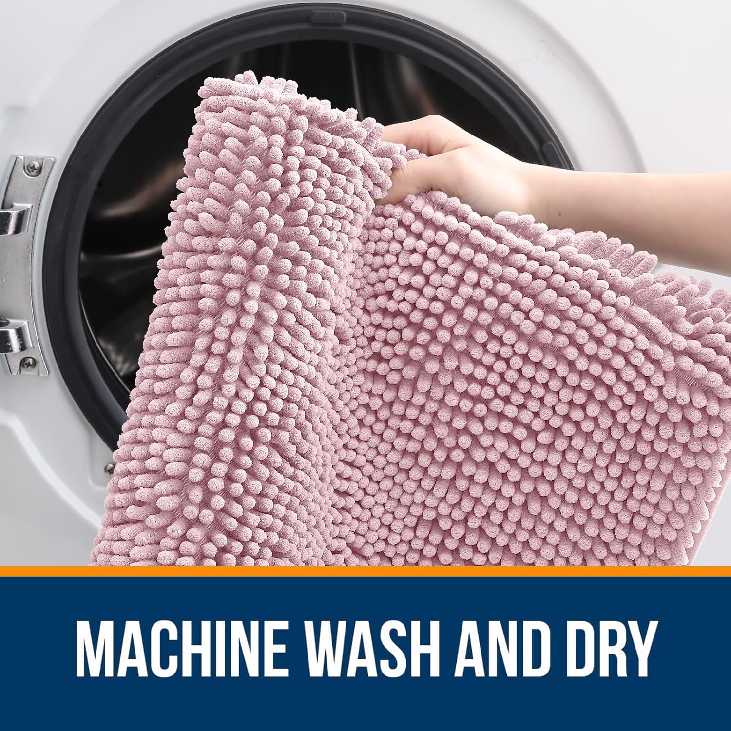 OLANLY Bathroom Rugs - Extra Soft Chenille Bath Mats with Rubber Backing | Quick Dry, Machine Washable, 36x24, Dusty Rose