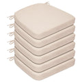MOIRIG Chair Cushions for Dining Chairs, D-Shaped Non-Slip Seat Cushions with Removable Washable Covers & Ties, Chair Pads for Kitchen, Indoor Patio 17" x 16" (Cream, 6 Count)