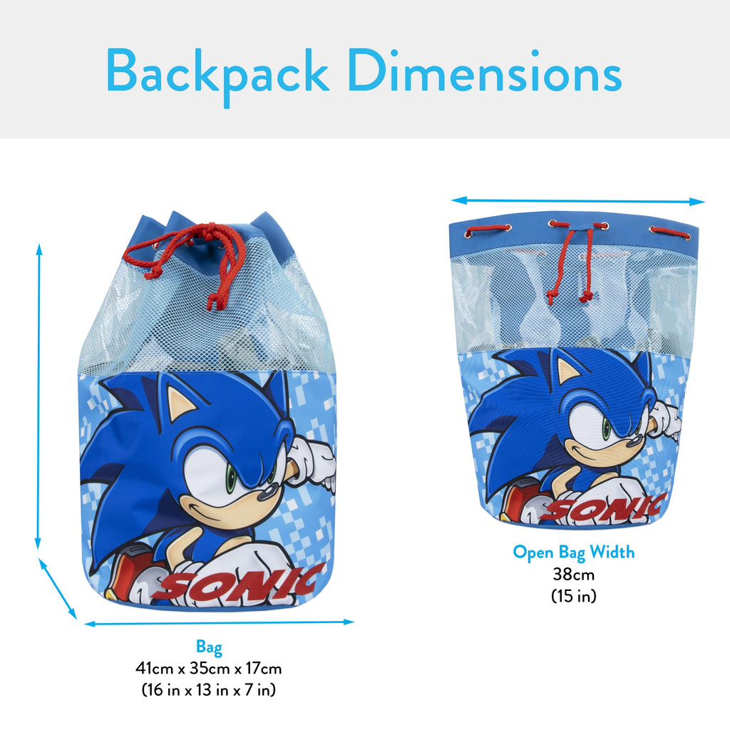 Sonic The Hedgehog Boys Swim Bag | Swimming Backpack For Kids | Boys Sonic Backpack | One Size | Blue