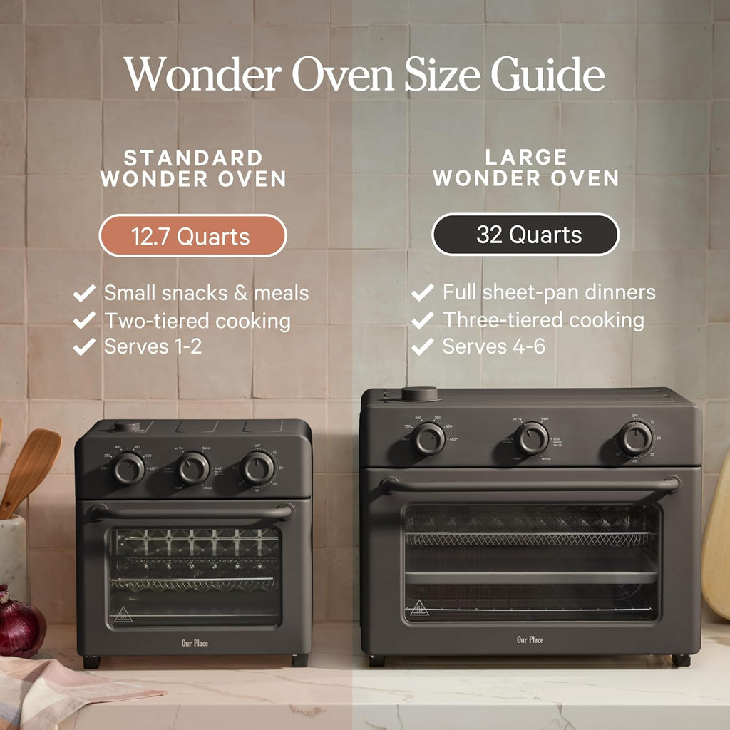 Our Place Large Wonder Oven - 6-in-1 Stainless Steel Air Fryer Toaster Oven Combo | 32 QT Capacity, Includes Basket, Rack & Tray