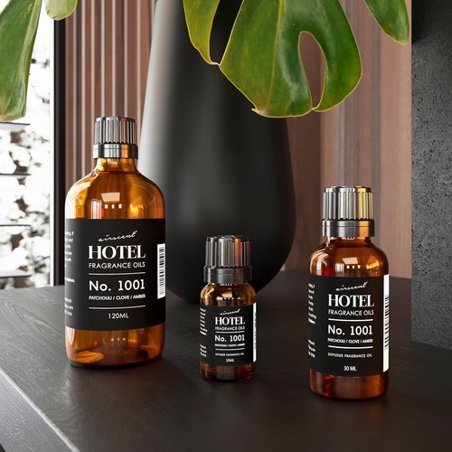 AirScent Hotel Diffuser Oil No. 1001 - Premium Patchouli Clove Amber Fragrance - 10 mL Glass Dropper Bottle