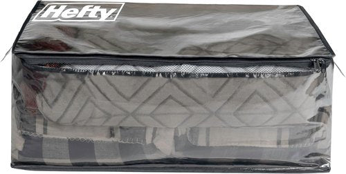 Hefty Extra Large Storage Bags - Heavy Duty Water Resistant Moving Totes with Shoulder Straps | 2 Pack (Black)