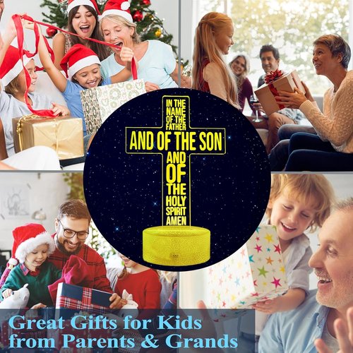 Cross 3D Night Light - Jesus Lamp with 16 Color Options, Remote Control & Timer | Perfect Gift for Christmas & Birthdays