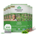 Organic India Tulsi Green Herbal Tea - Stress Relieving & Balancing, Immune Support, Adaptogen, Vegan, USDA Certified Organic, Caffeine-Free - 18 Infusion Bags, 6 Pack
