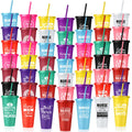 Bokon 50 Pcs Nurse Appreciation Tumbler with Straw and Lid, Bulk Nurse Week Gifts, 24 oz Reusable Plastic Cup, Multicolor Iced Water Bottle, for Appreciation & Graduation(Warm Style)