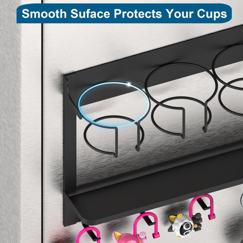 Magnetic Cup Storage Organizer Holder for Stanley 30/40 oz Tumbler,Strong Magnetic Rack for Fridge (Black, 4CUPS)