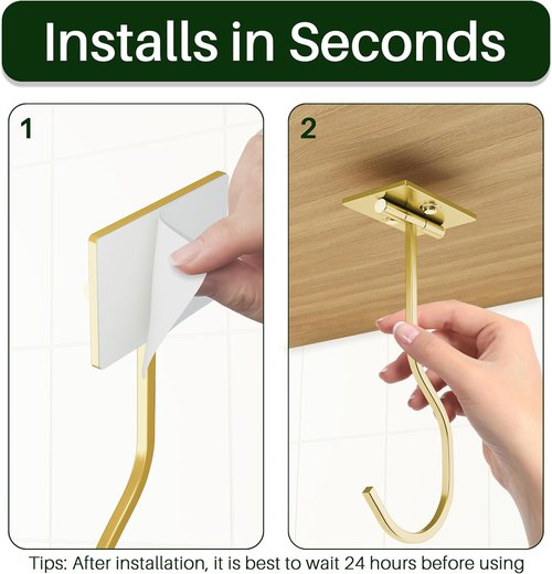 **Skiennix Under Cabinet Banana Hook - Foldable Gold Metal Hanger for Kitchen & RV | Space-Saving Design**