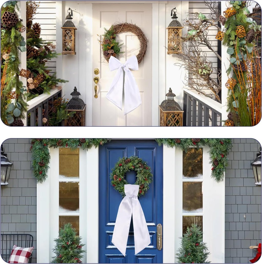 Skiennix 2 Pack Wreath Sash - Blank White Sash for Monogram Embroidery | 5'' W x 54'' L Decor