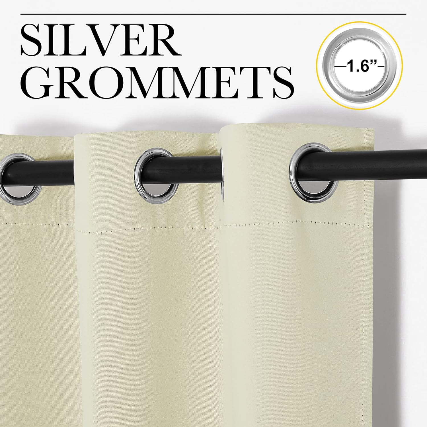 NICETOWN Room Darkening Curtains - Beige 120" Long | Set of 2 for Total Privacy in Boho Farmhouse Decor