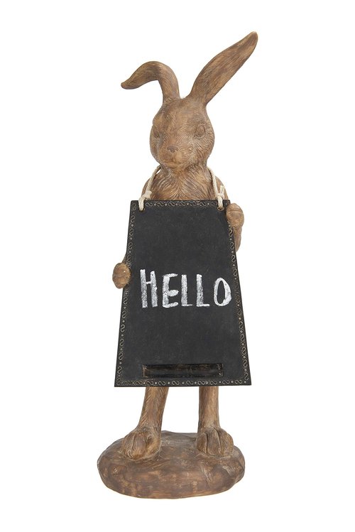 Rabbit Figurine Holding Working Chalkboard