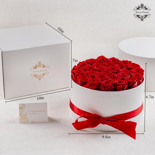 27 Forever Roses in Luxury White Box, Eternal Real Roses Birthday Gifts for Women, Preserved Flowers for Delivery Prime, Anniversary, Valentine's Day, Mothers Day for Mom (Red)