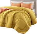 Bedsure Comforter Duvet Insert - All-Season Queen Size Quilted Down Alternative Bedding | Mustard Yellow, 88 x 88 Inches