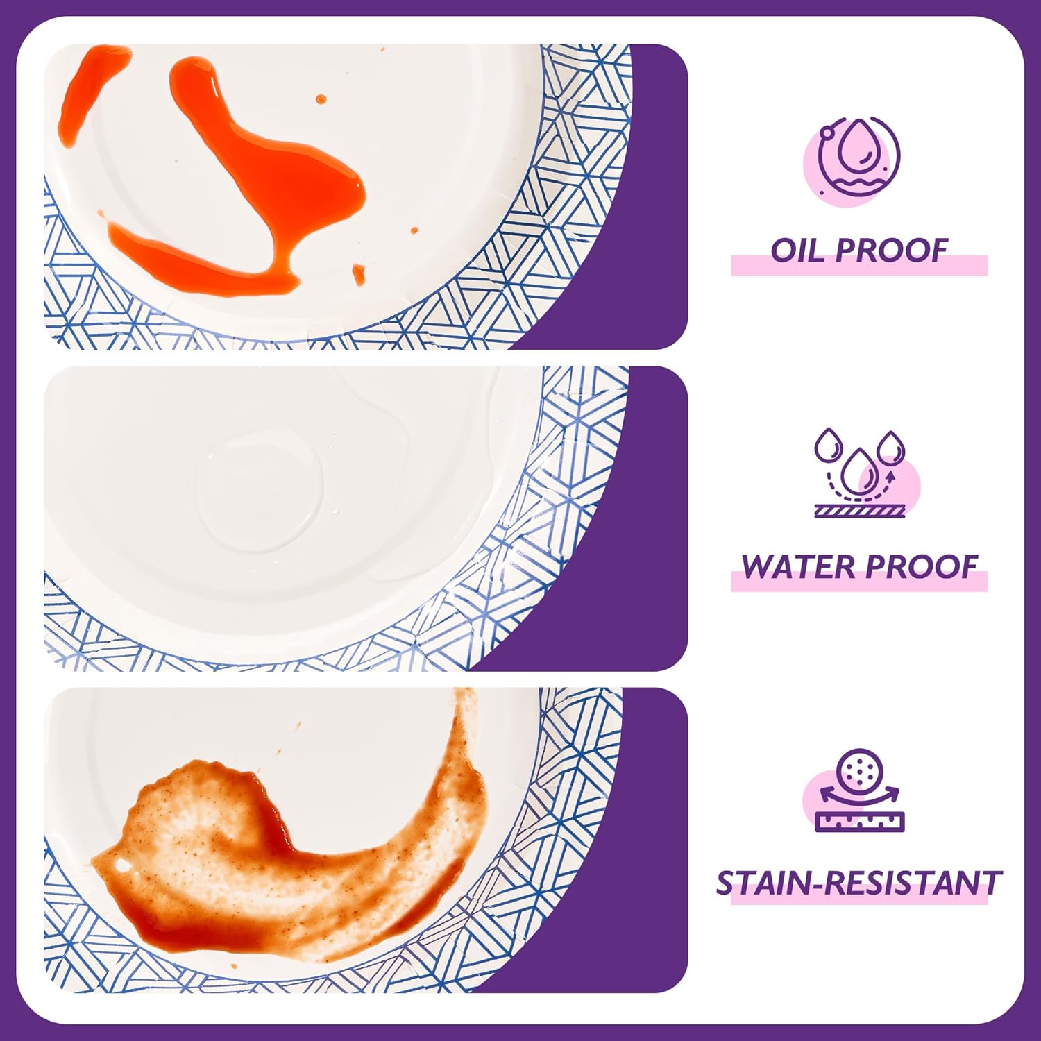 Regine Switzerland Disposable Paper Plates - Heavy Duty, Soak Proof, 8.5 Inch, 300 Count for Parties & Picnics