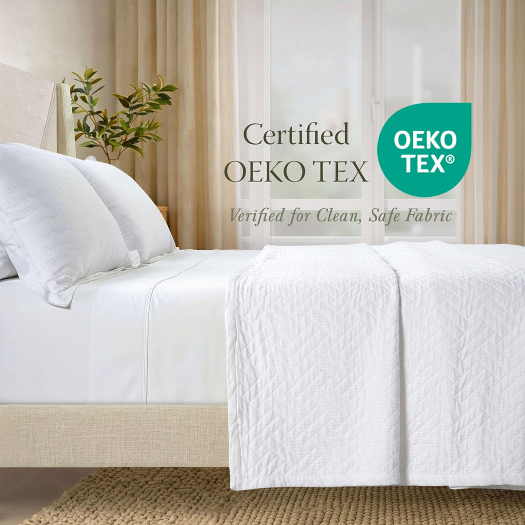 Threadmill Luxury Cotton Blankets for Queen Size Bed | All-Season 100% Cotton Queen Size Blanket | Criss Cross Jacquard Cozy Lightweight, Soft Breathable Coverlet fits Full Size Bed, 90x92 | White