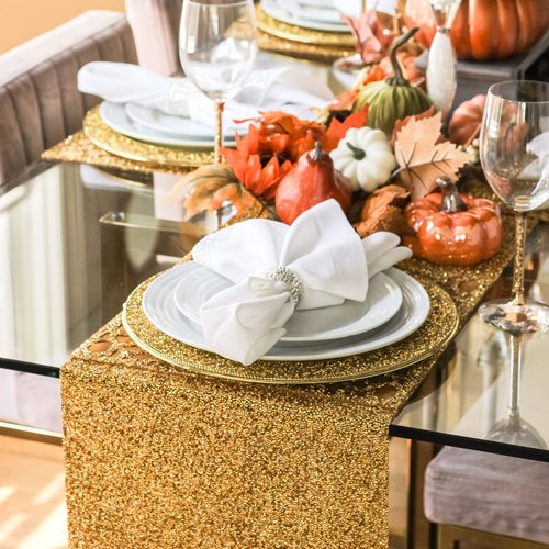 Luminous Table Runner, Colorful, Sparkling Rhinestones, Non-Slip Back, for Fun or Formal Dining Table Setting, Event, Wedding, Lavender, 72", Sold Individually