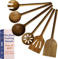 Non-Toxic Cooking Utensils | 6-Piece Wooden Utensil Set - Glue-Free, Natural Finish, Eco-Friendly