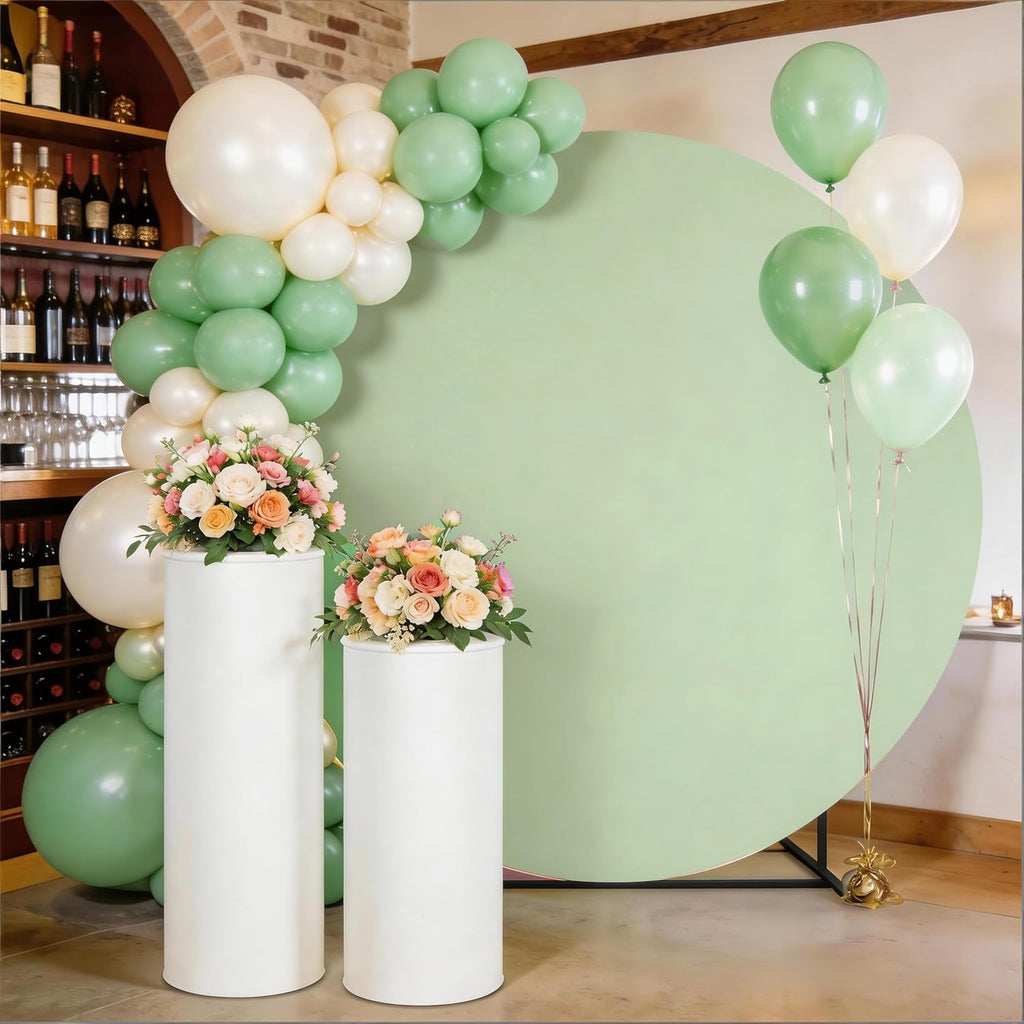 Skiennix 6.6 FT Round Backdrop Cover - Sage Green Spandex Fitted Stretch for Weddings & Parties