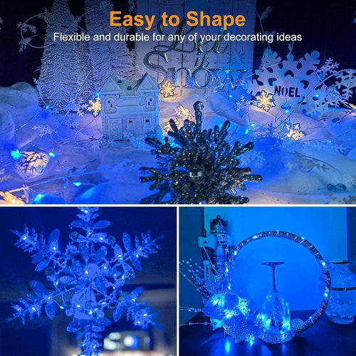 Btfarm 30 Pack Fairy Lights - Battery Operated Twinkle Lights | 7ft Waterproof Mini Silver Wire for Weddings & Decor, Blue
