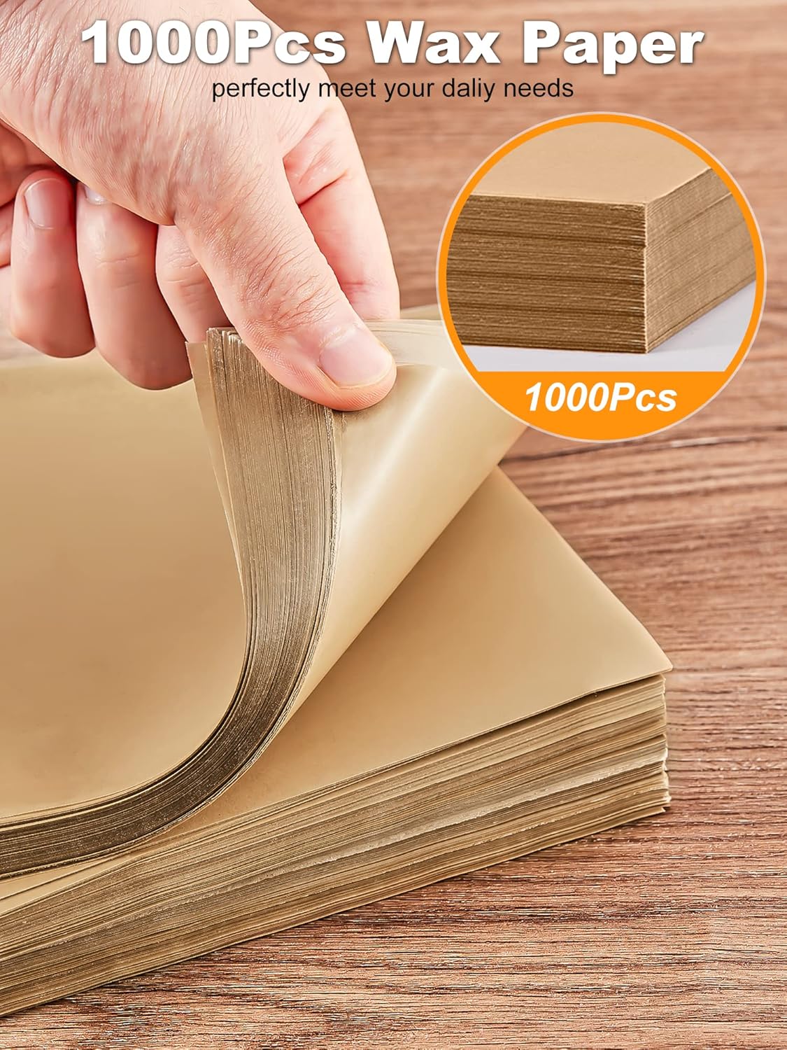 SMARTAKE Non-Stick Wax Paper - 1000 Pcs 6x6 Inch Hamburger Patty & Sandwich Separators | Unbleached, Ideal for Lunches & Parties