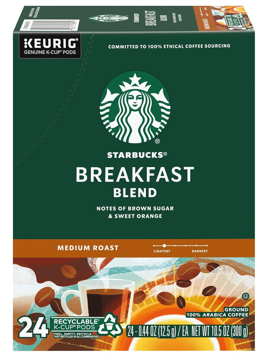 Starbucks Breakfast Blend Coffee K-Cups - Smooth & Flavorful | 72 Count Pack