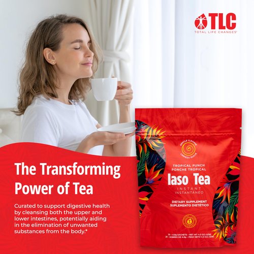 Iaso Instant Tea (Tropical Punch) - Fruity Cleansing Drink for Digestive Support, Refreshing Flavor - 25 Sachets, Pack of 2