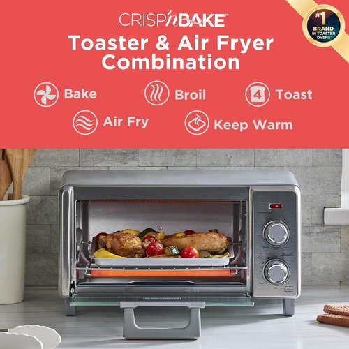 BLACK+DECKER Crisp 'N Bake Air Fry Oven - 5-in-1 Convection Toaster, Medium Capacity, Stainless Steel
