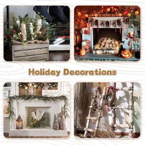 8 Pack Birch Logs (2.3"-3.2" Dia) Birch Wood for Halloween Fireplace Decor Christmas Fireplace Logs Birch Wood Branches for Crafts,Home Décor