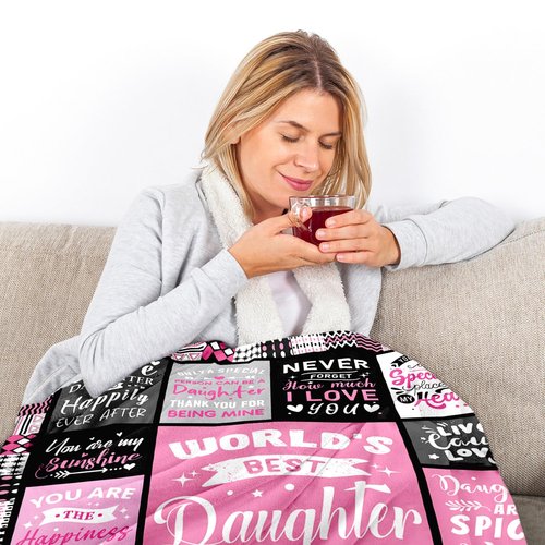 Easter Basket Stuffers for Teen Girls - Daughter Birthday Gifts from Mom Dad - World's Best Daughter Ever Gifts - Mothers Day Graduation Presents for Daughters Adult - Daughters Life Blanket 60"x80"