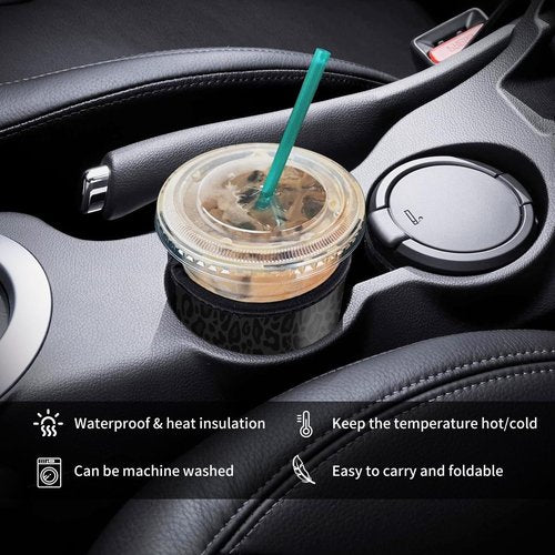 AUEKLLW 3 Pack Reusable Neoprene Insulator Sleeve for Iced Coffee Cups, Funny Coffee Cup Sleeves for 16-32oz Coffee cups, Cute Drink Sleeve for Cold Hot Beverages Cute Black Leopard