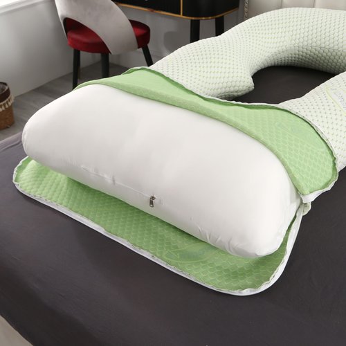 BATTOP Pregnancy Pillows for Sleeping- Full Body Maternity Pillow with Cooling Breathable Cover, U-Shaped Pregnancy Pillow for Side Sleepers - Support for Back,Hips,Legs,Belly (Mint Green)