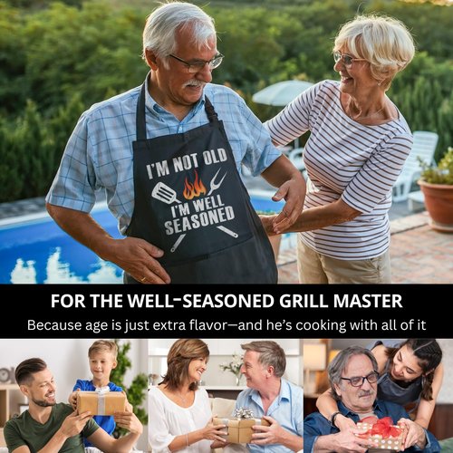 ZYNINORA Funny BBQ Grilling Aprons for Men with Pockets, BBQ Grill Mens Cooking Apron Funny for Men Husband Gifts, Dad Birthday Gift
