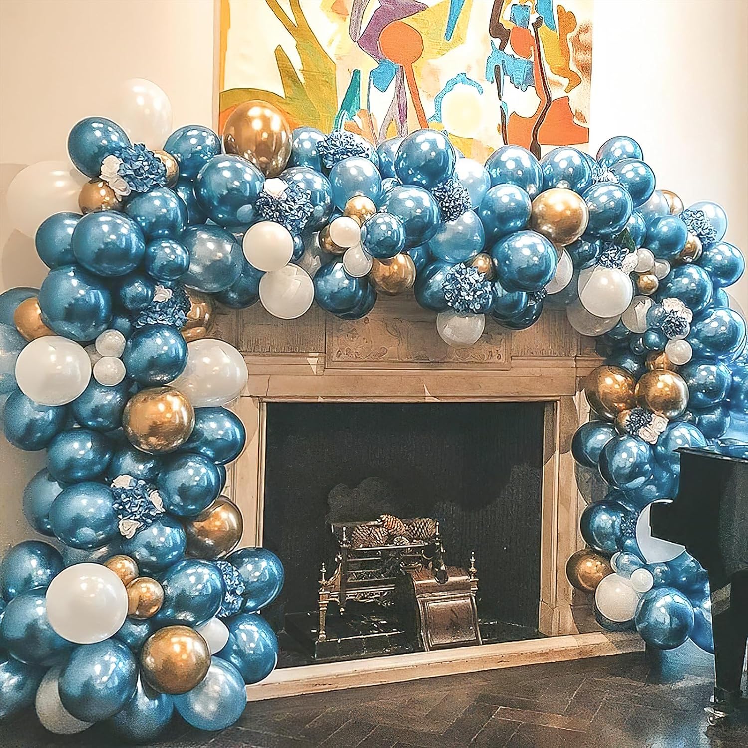 PartyWoo Metallic Light Blue Balloons - 140 Pcs Latex Balloon Arch Kit | Various Sizes for Graduation & Baby Showers