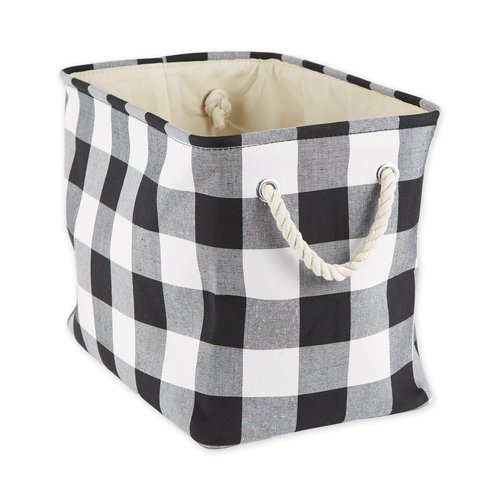 DII Buffalo Check Storage Collection Collapsible Bin with Handles, Medium Rectangle, 16x10x12, Black & White